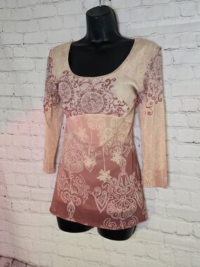 Axcess Y2K Whimsigoth Fairy Grunge Babydoll Top Sz L Micro Mesh Artsy